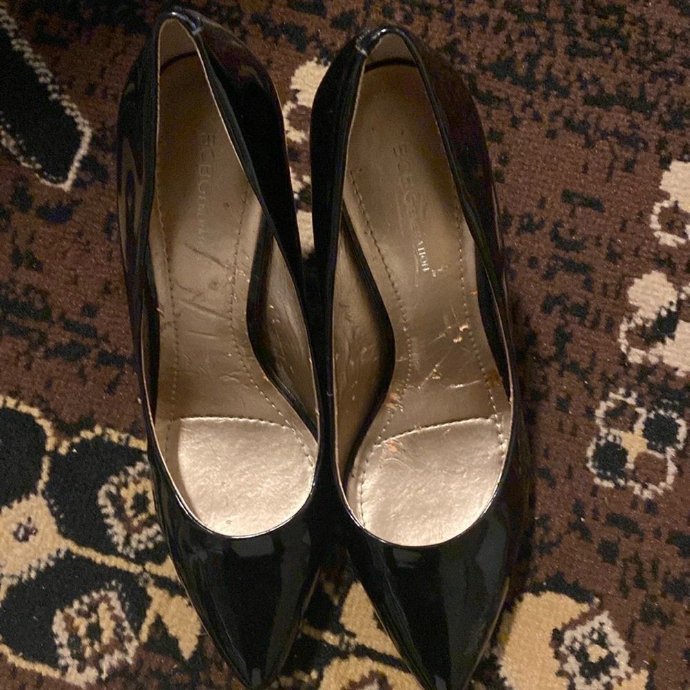 BCBG black patent Leather pumps, size 10